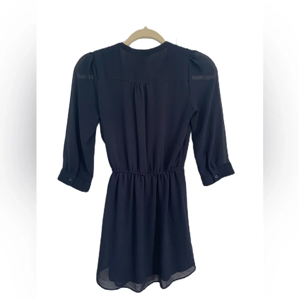H&M Navy Dress With Sheer Sleeves Size 2